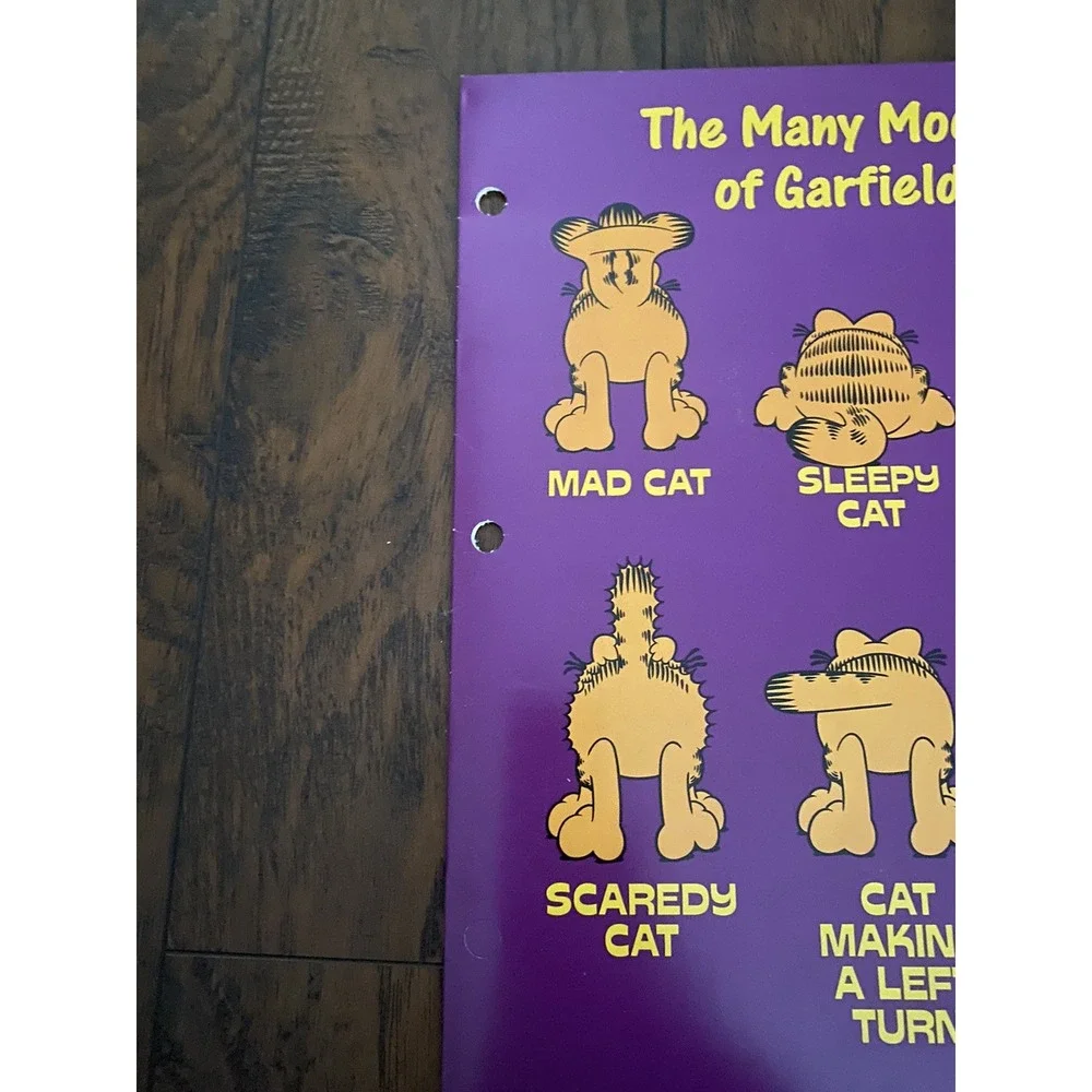 3 Vintage Garfield Pocket Folders‎ Lot 1978 Mead Portfolio Messy Bedroom Lunch